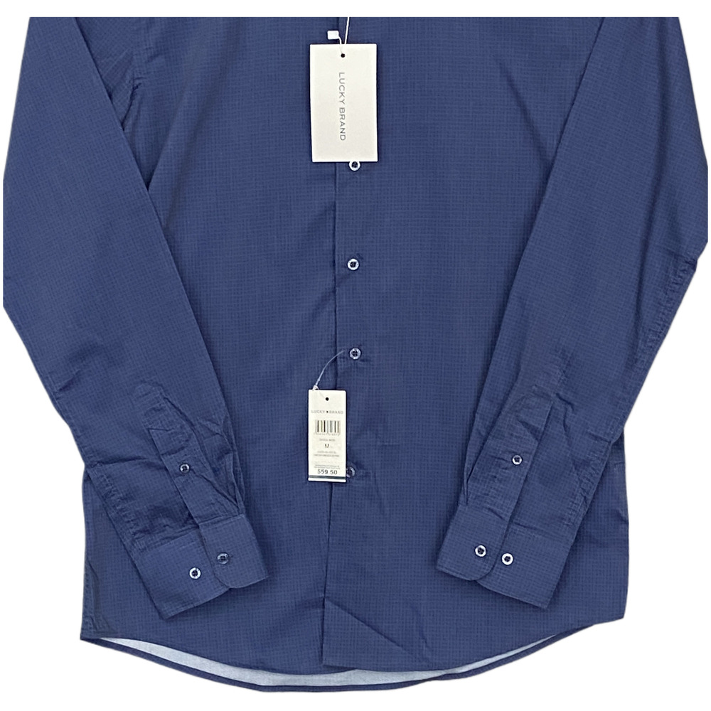 Lucky Brand Dress Shirt Men's 15-15.5 34/35 Slim Fit Blue Geo Print Stretch NEW - Picture 4 of 14